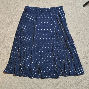 Land's End Blue and White Polka Dot Midi Skirt